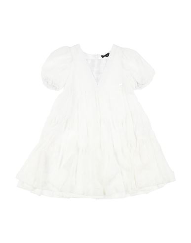 Abito A Balze Pizzo Rebro Kid Girl Kids' dress White Size 11 Polyamide, Cotton, Viscose