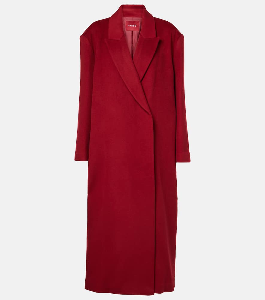 Serge wool-blend overcoat