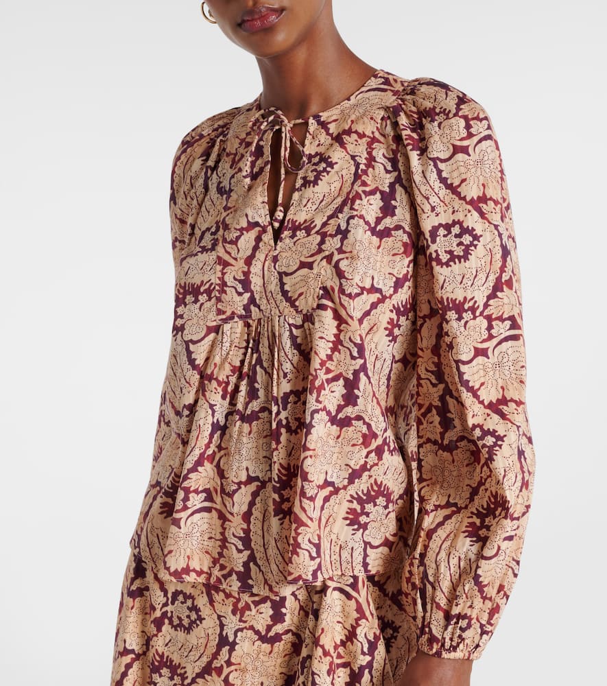 Brea printed cotton-blend blouse