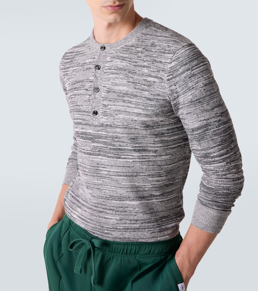 Cotton and linen-blend Henley shirt