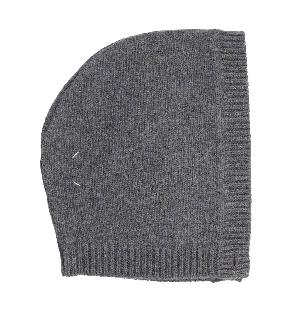 Maison Margiela - wool hood cap button detail ribbed tri