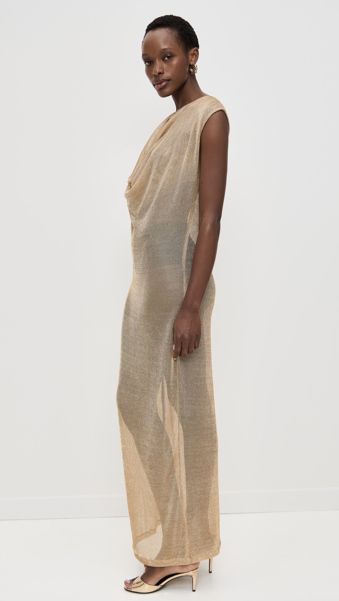 Draped Maxi Dress Gold
