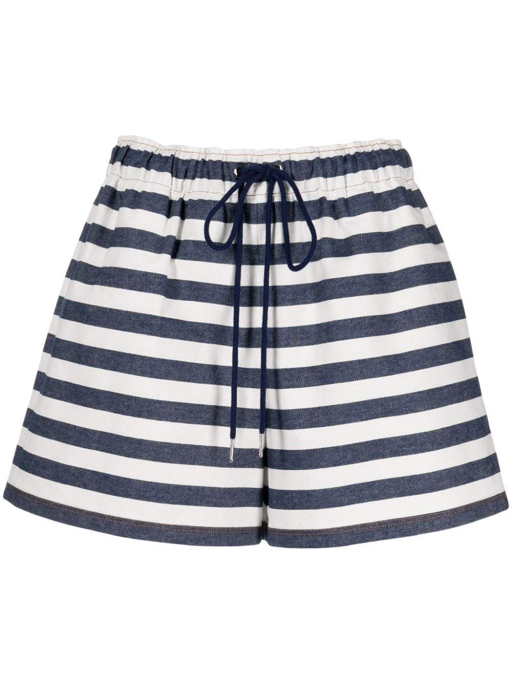 Stripe-print drawstring shorts - Blue
