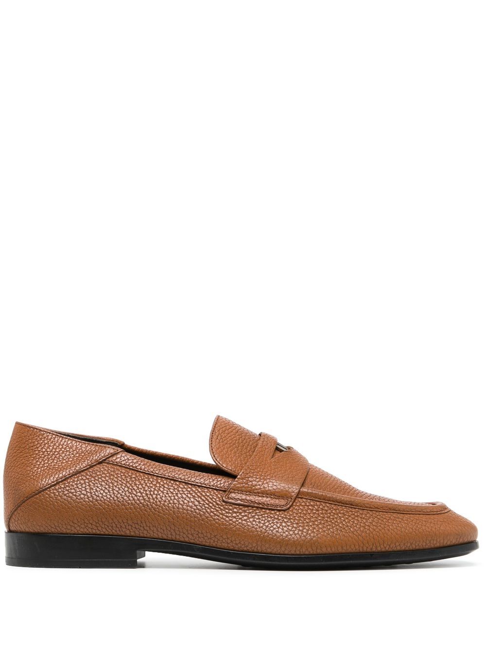 Logo-plaque leather penny loafers - Brown