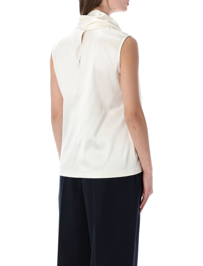 Ivory Stretch Satin Top White Exterior: Silk Elastane Maglie - Women