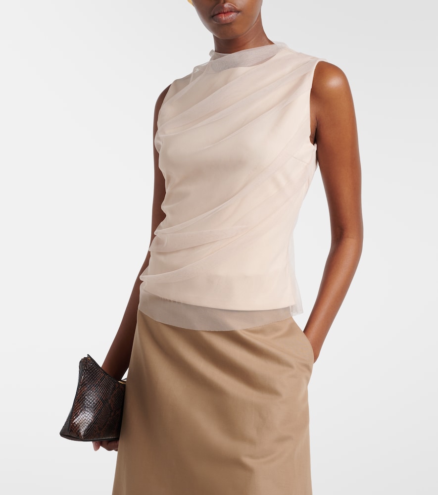 Draped tulle top