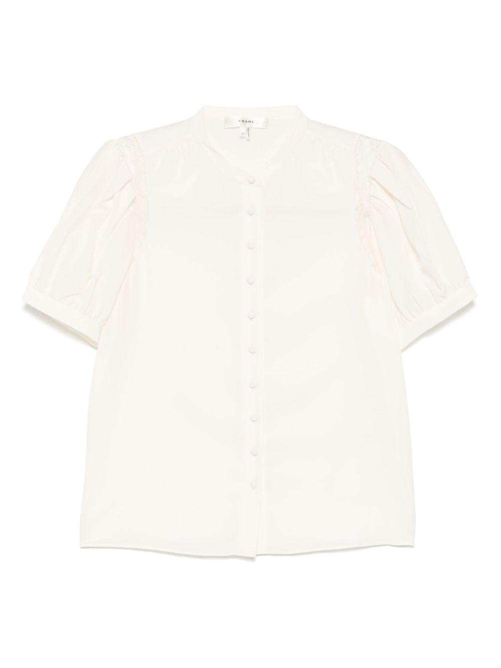FRAME lace shoulder inset silk blouse - Neutrals