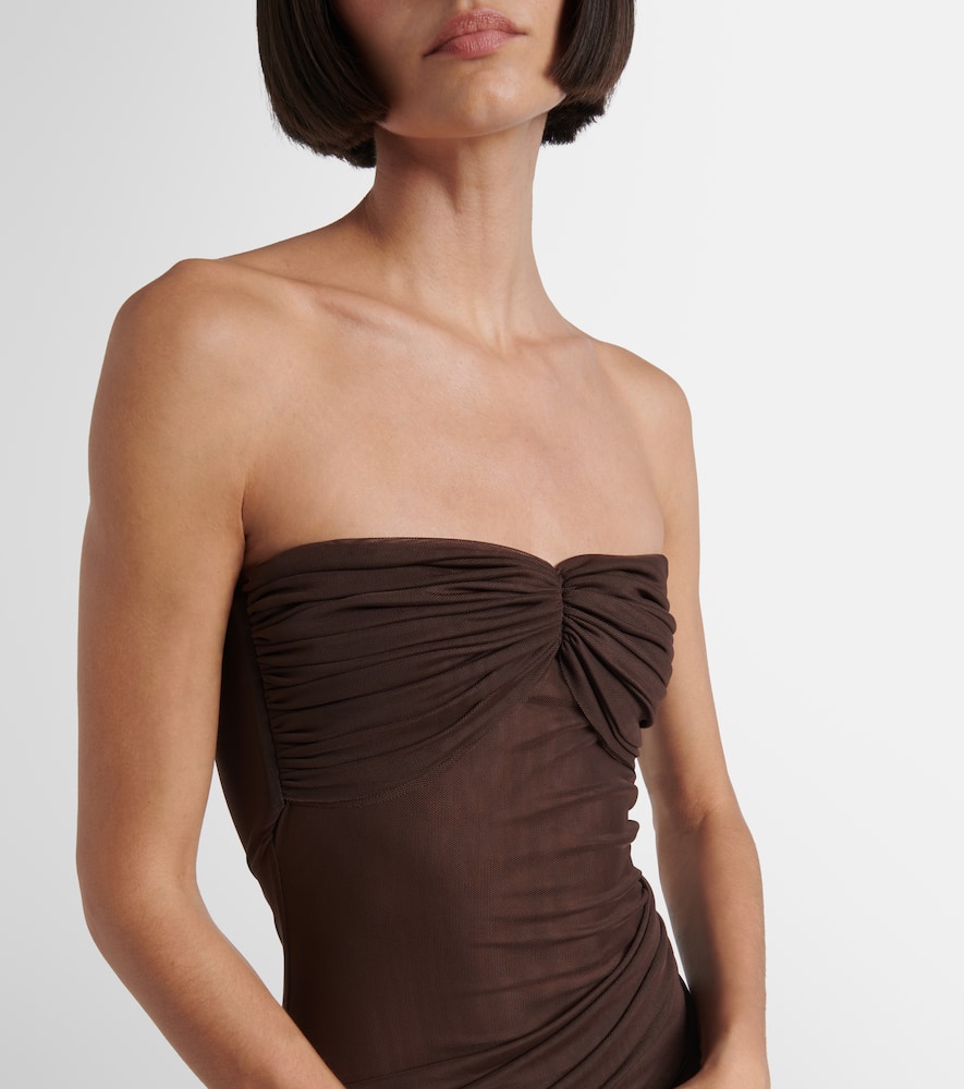 Erica ruched strapless maxi dress