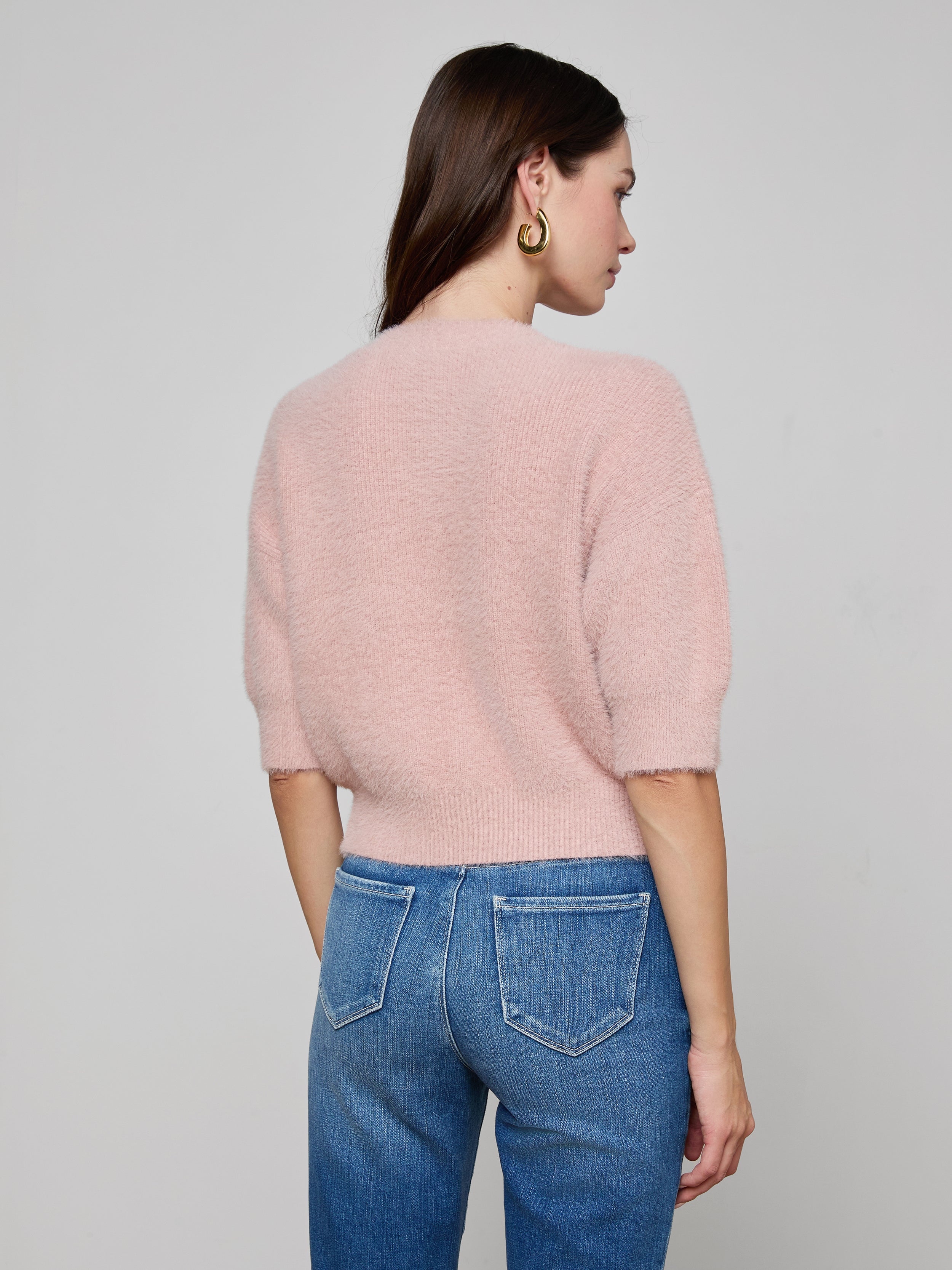 Guinevere Cropped Pullover In Pale Rose