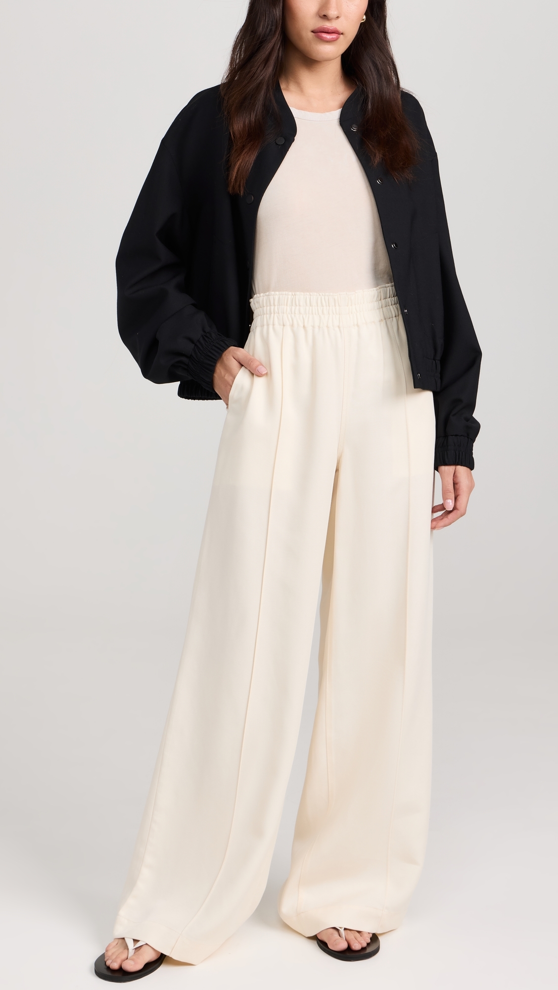Harper Pants with Elastic Waistband Soft Vanilla