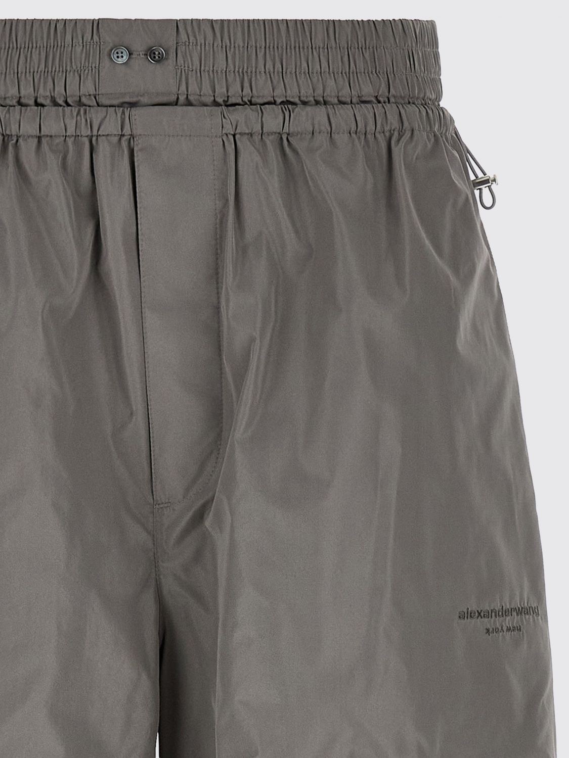 High-Waisted Wide-Leg Trousers in Grey Technical Fabric