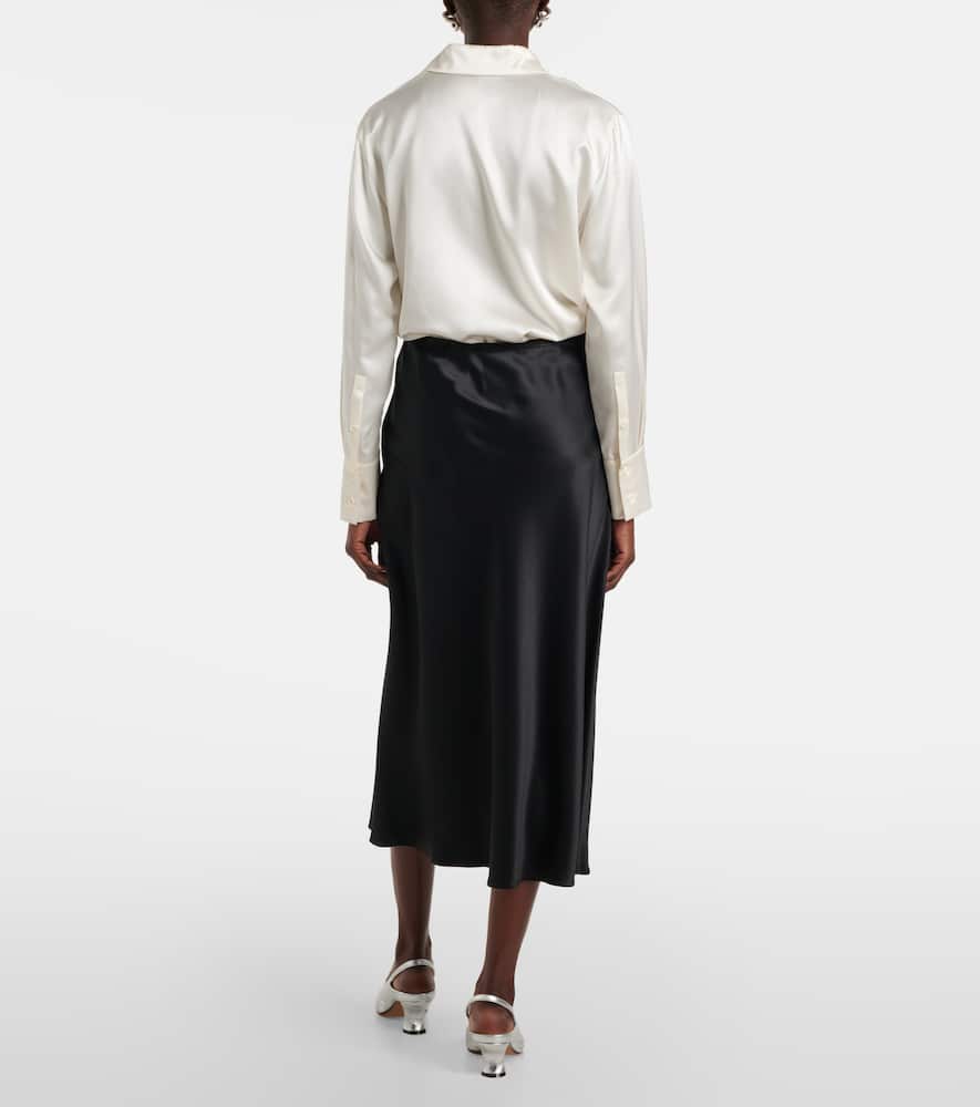 Carnet silk satin midi skirt
