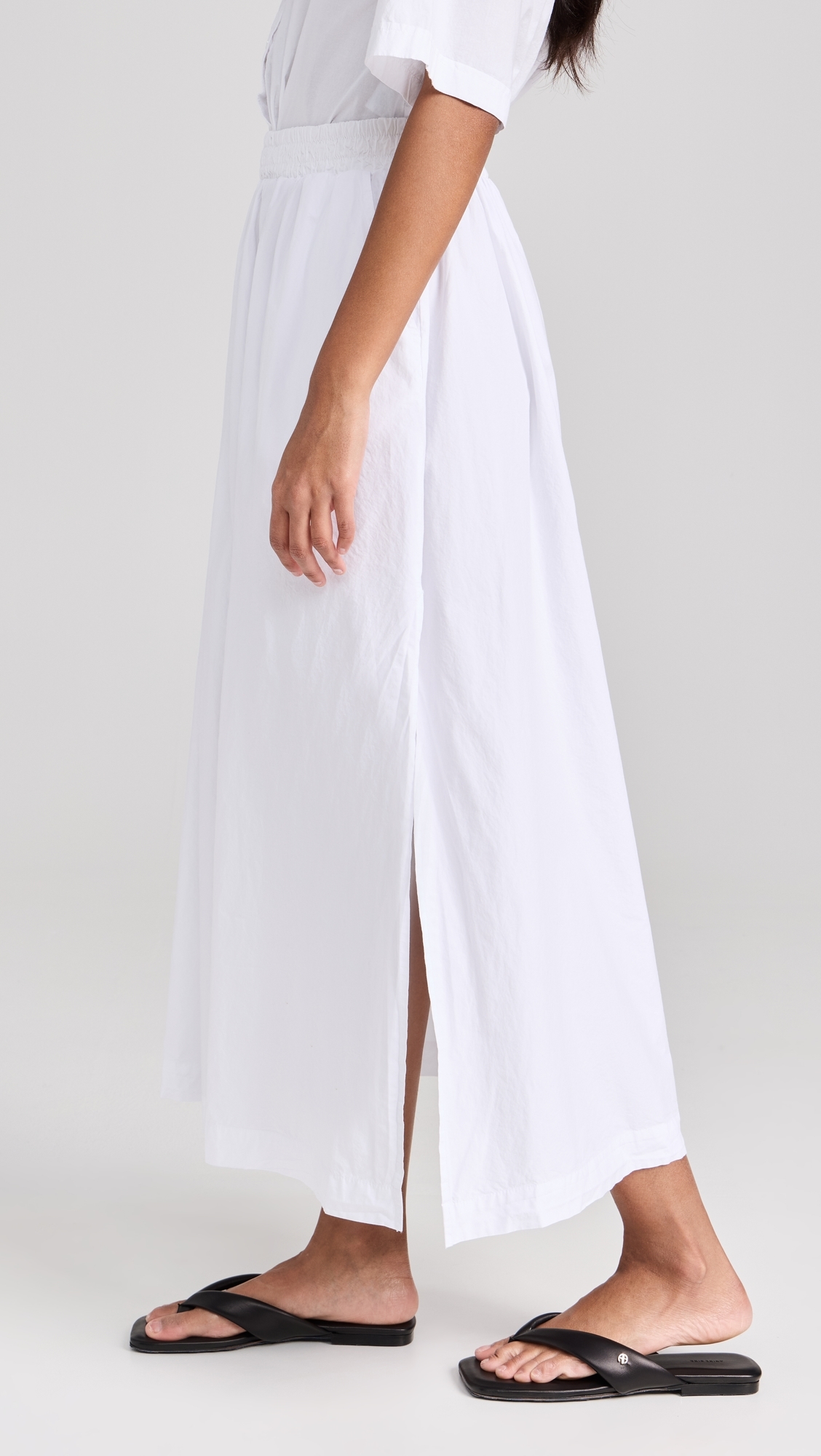 Fine Poplin Double Maxi Skirt White