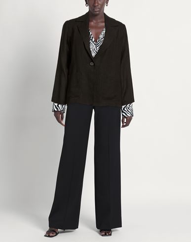 Woman Blazer Black Size 10 Linen