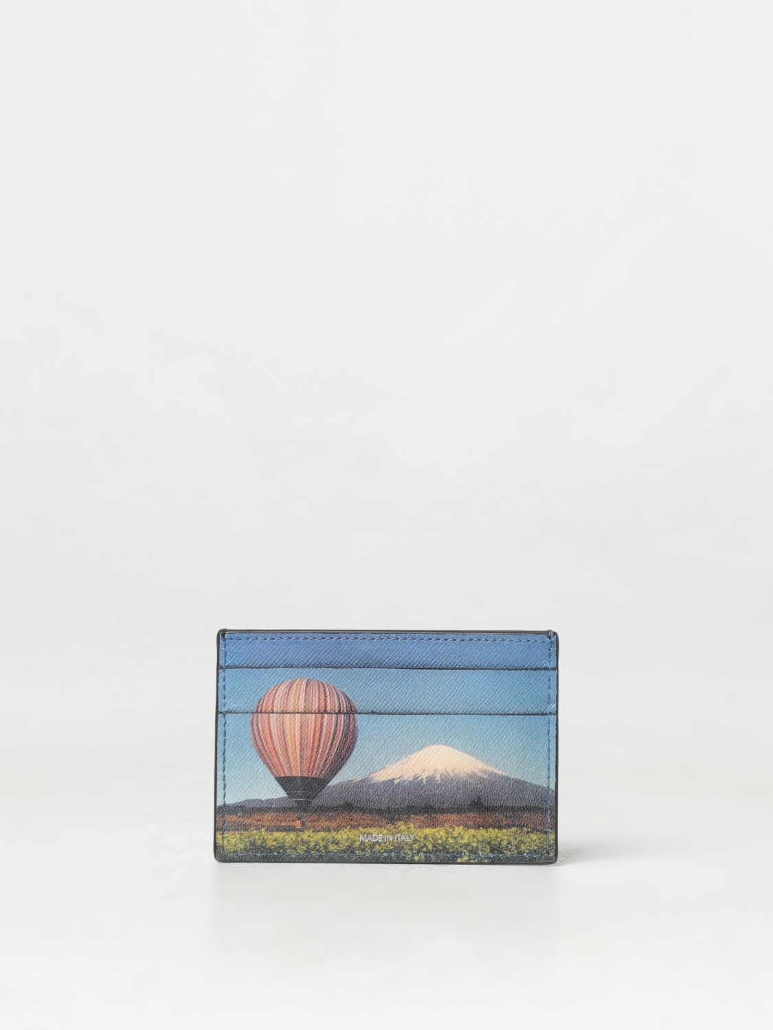 Stripe Balloon Mount Fuji-print card holder - Black
