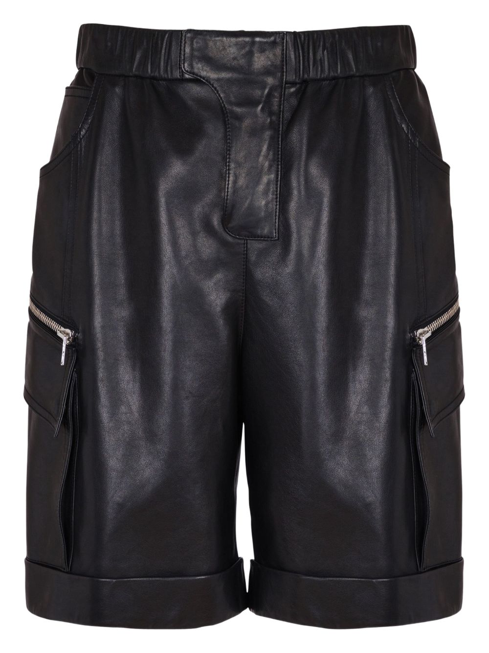 Leather cargo shorts - Black