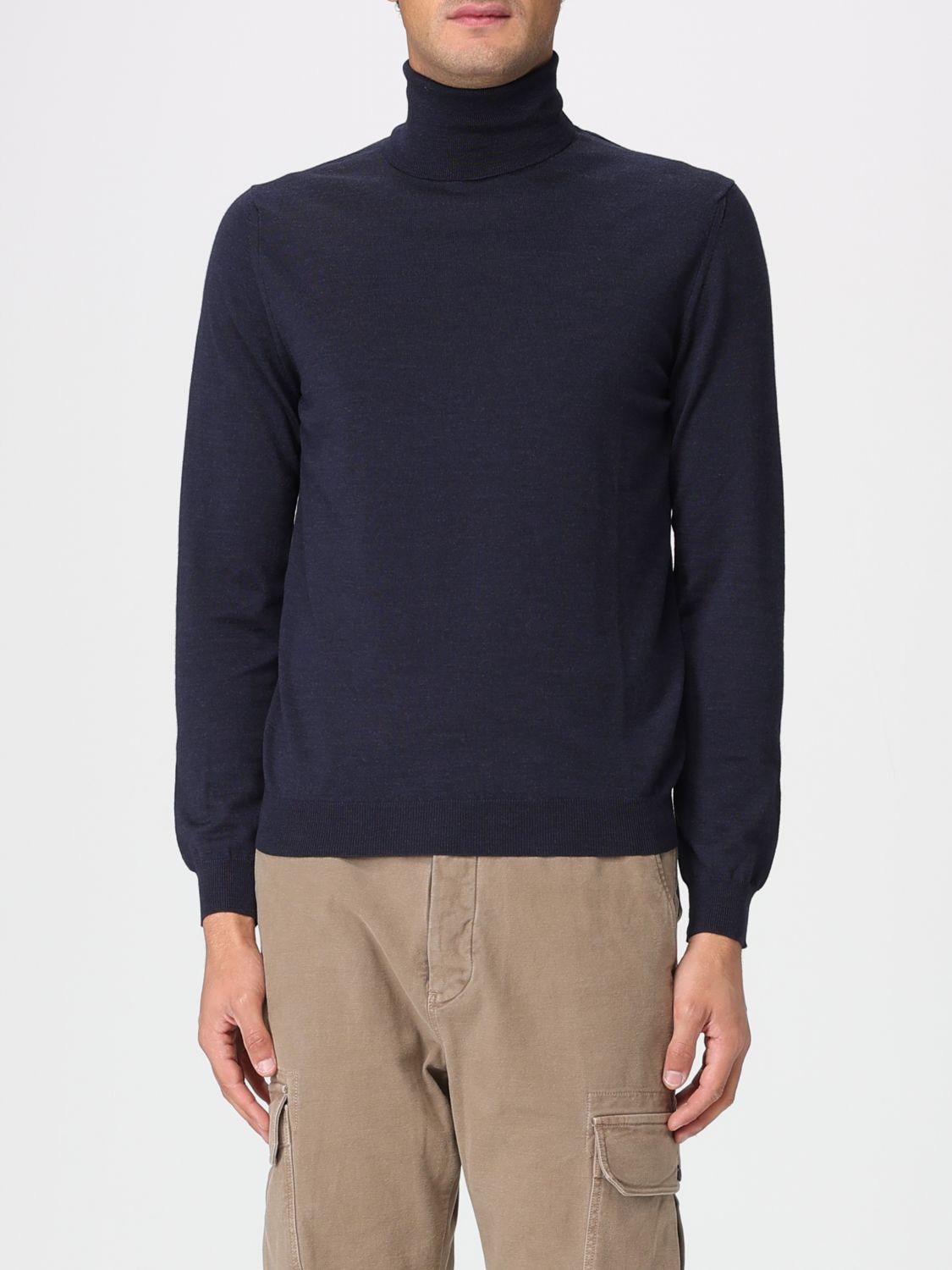 Turtleneck cuffed-sleeve sweater - Blue