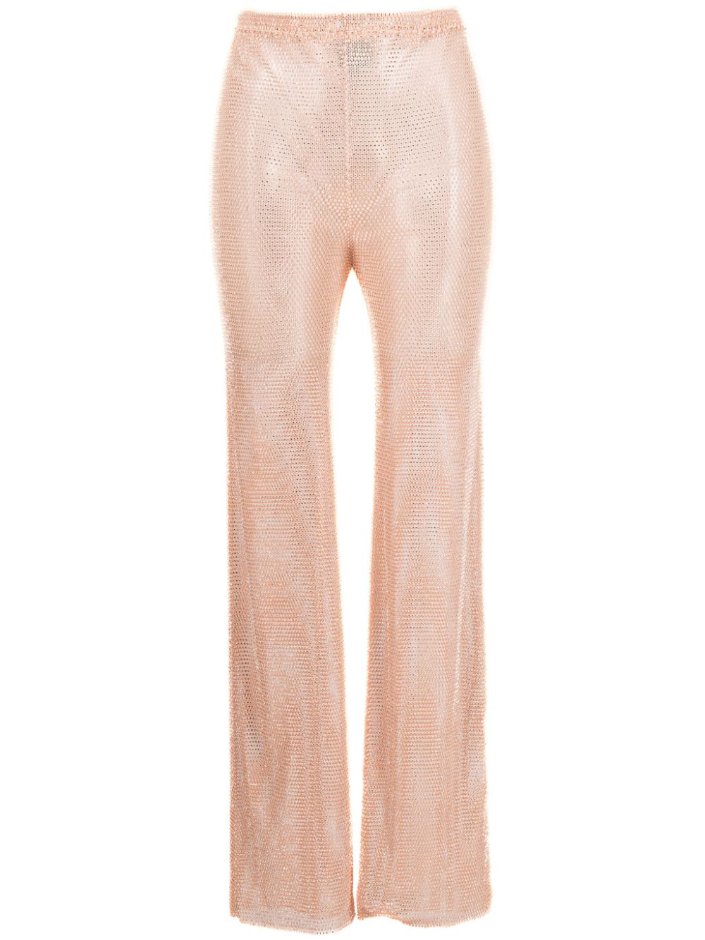 Rhinestone-embellished straight trousers - Neutrals