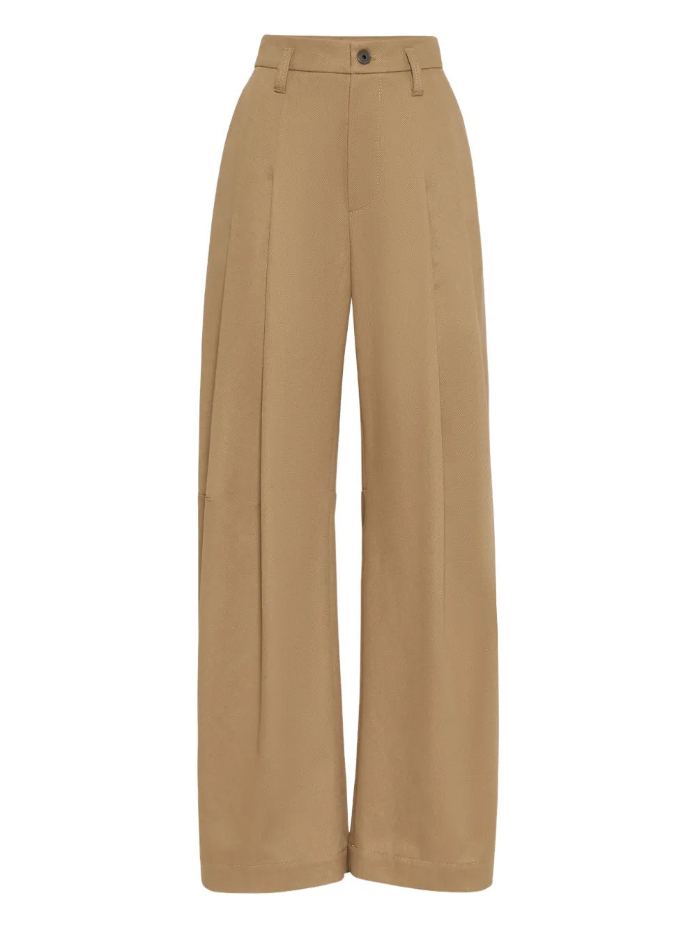 Wide-Leg Cotton Trousers — Camel