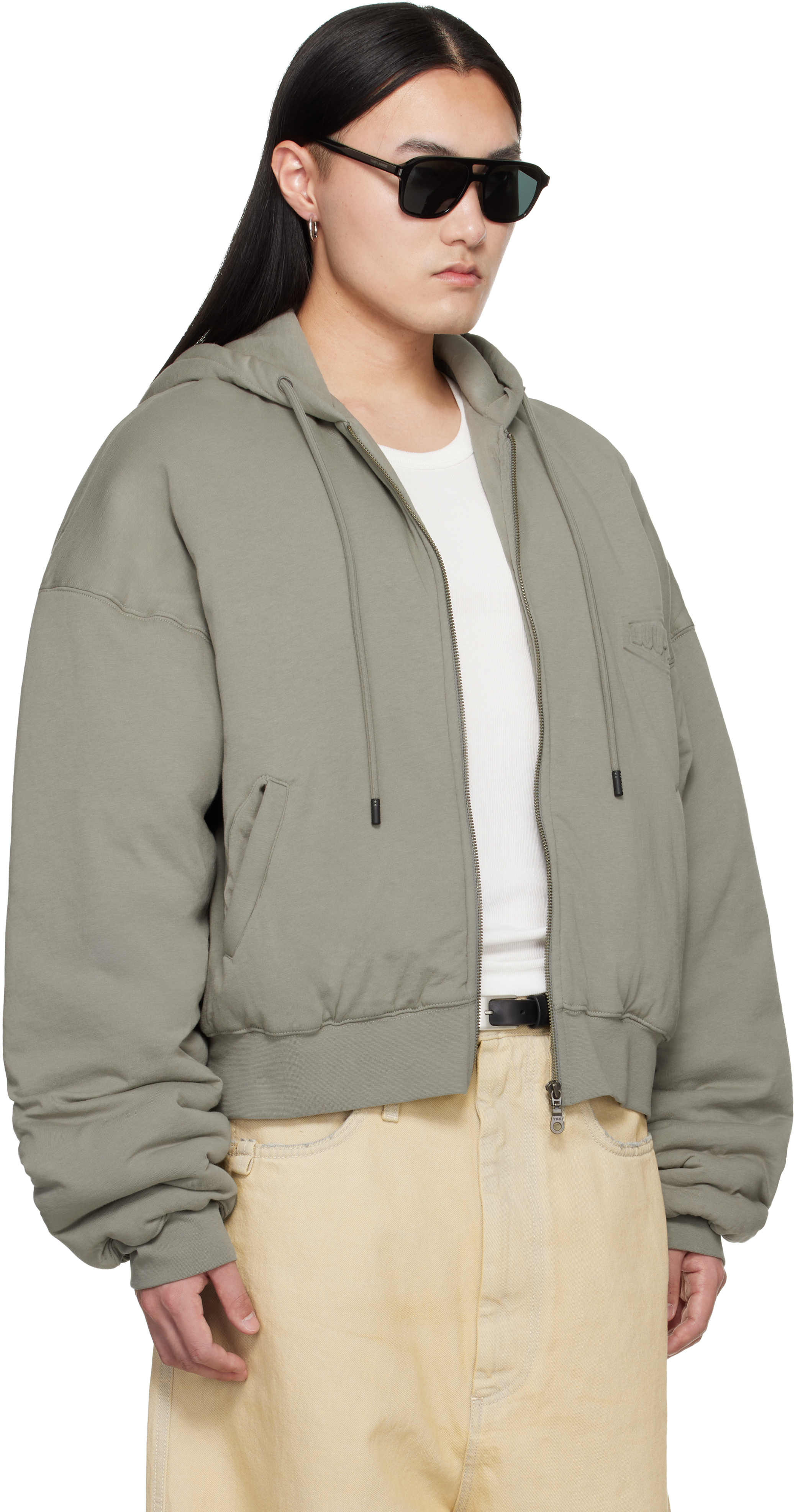 Gray Wadded Hoodie
