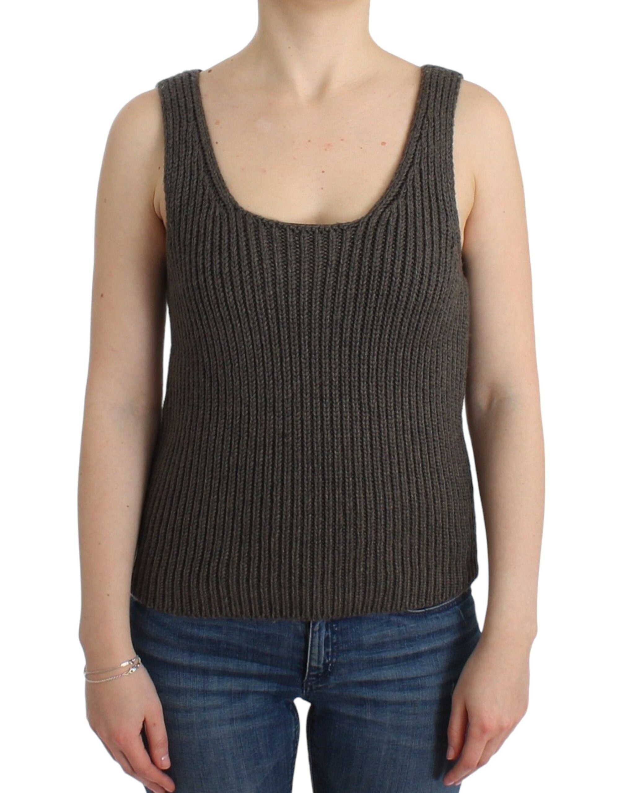 Ribbed Merino Blend Tank Top — Gray