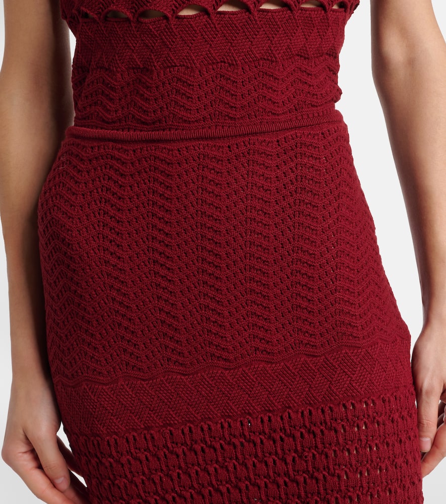 Cut-out knitted midi skirt