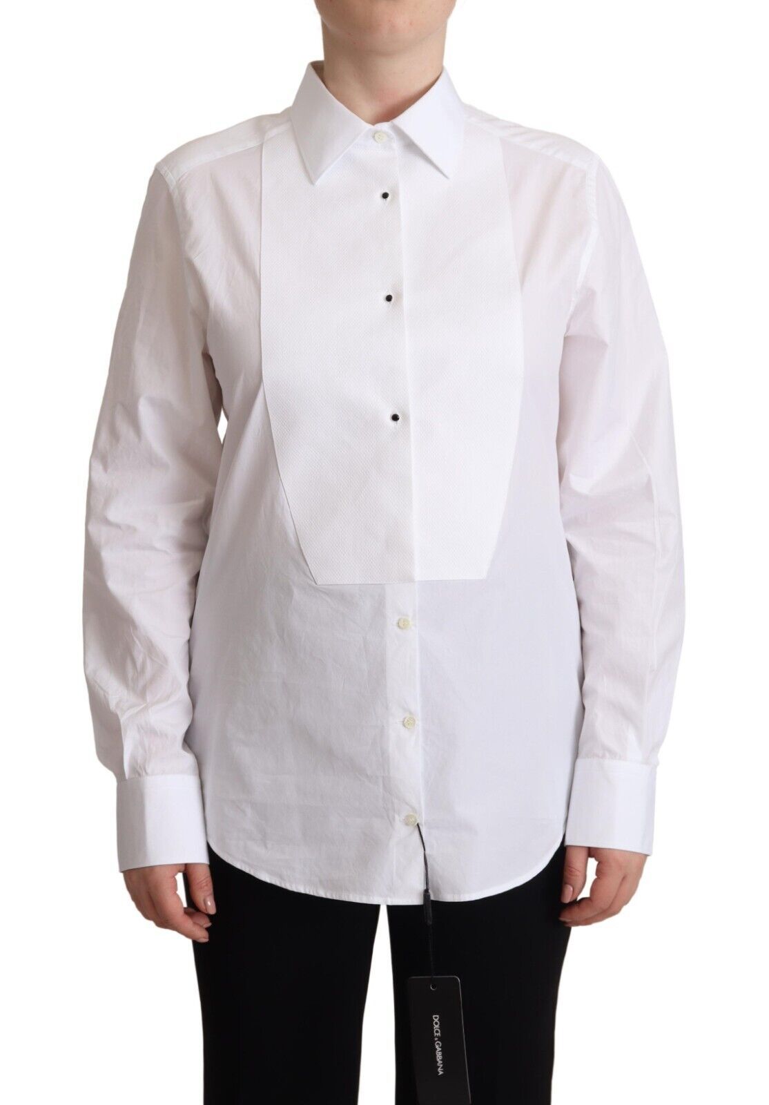 Cotton Poplin Bib Shirt — White