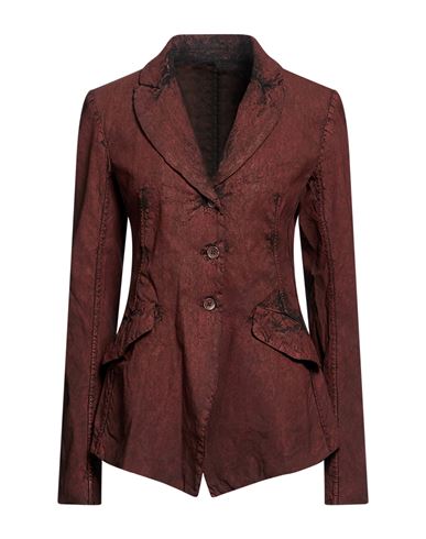 Woman Blazer Rust Size 2 Linen, Viscose, Elastane
