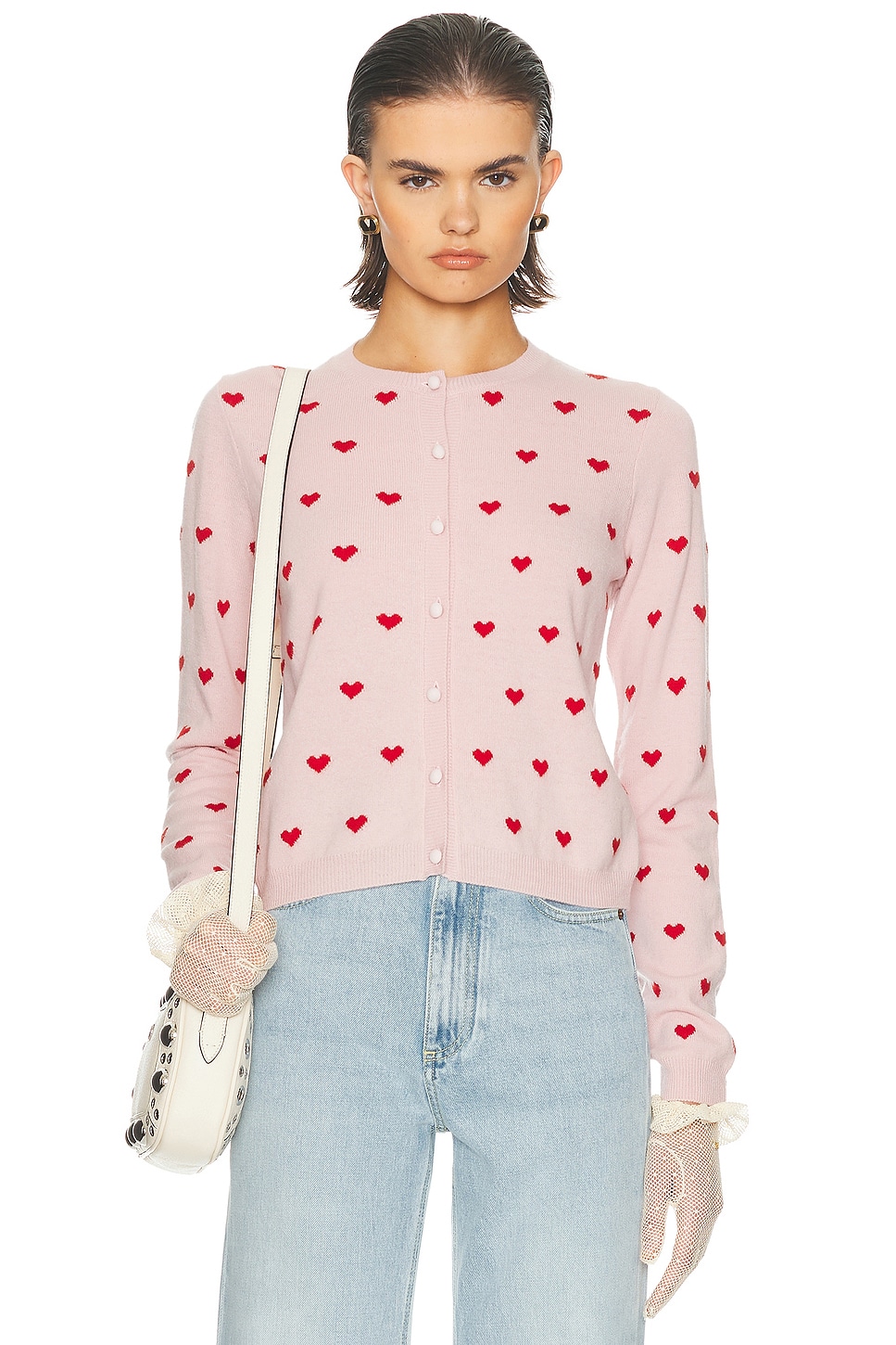 Valentino Hearts Cardigan in Grey Rose & Paris - Blush.  XS also in L