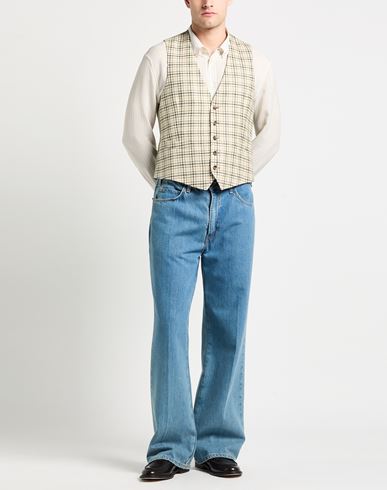 Man Tailored Vest Sage green Size 36 Wool, Linen, Silk