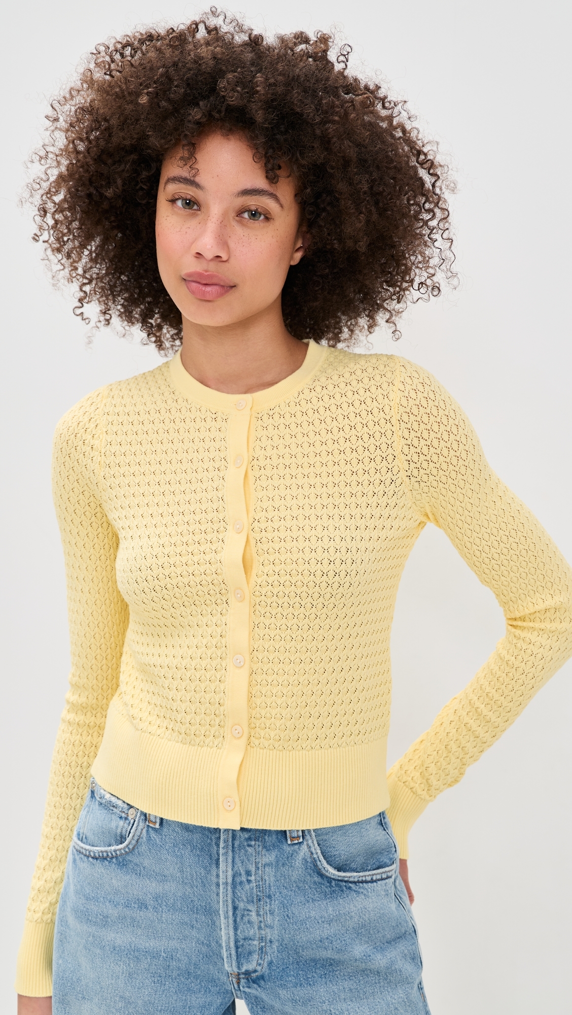 The Pointelle Dani Cardigan Sunshine
