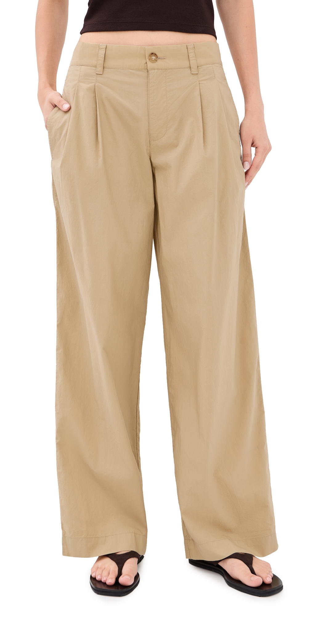 Poplin Pleated Trousers Fennel Seed