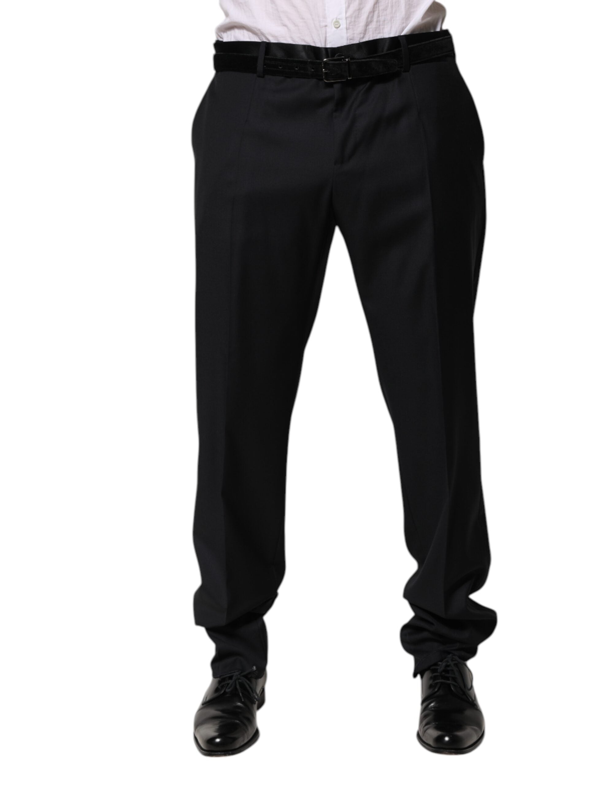 Tapered Wool-Silk Trousers — Black