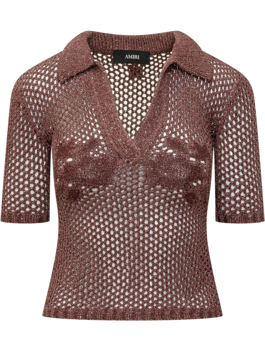 Red Knitted Shirt Collar Polo