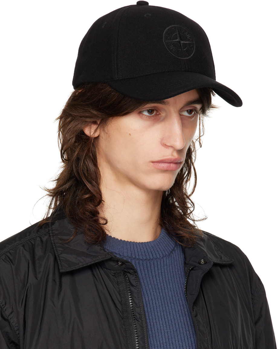 Stone Island Black Soft Shell 5 Panel Cap