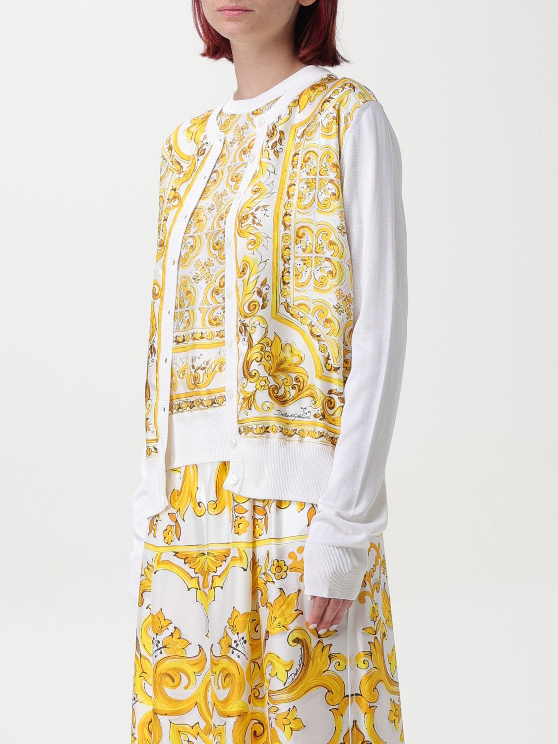 Majolica silk cardigan - White