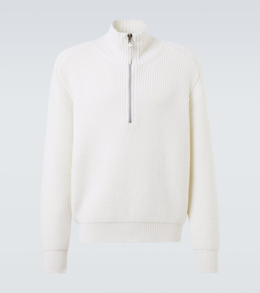 Ribbed-knit wool half-zip sweater