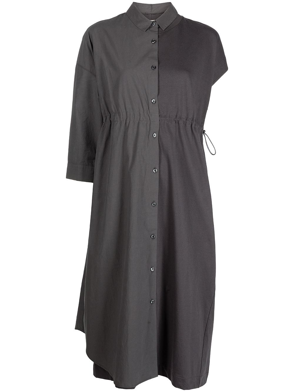 Asymmetric-sleeve shirtdress - Grey