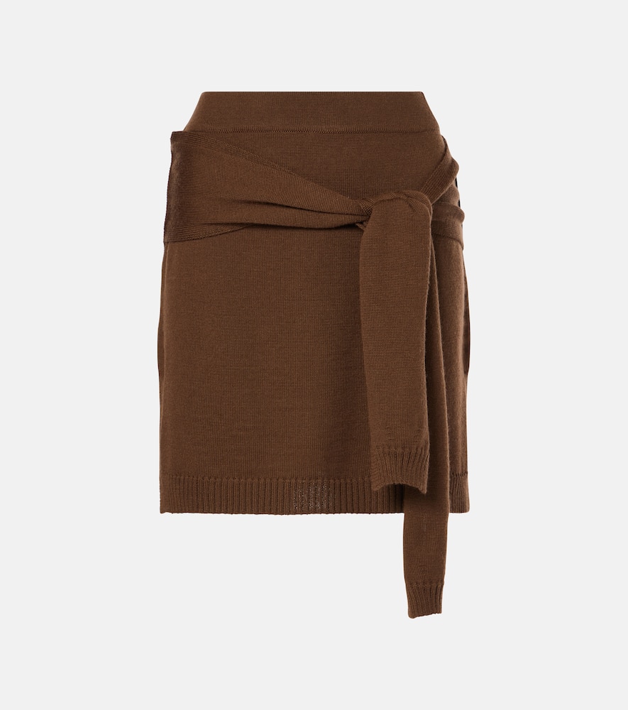 Trompe l'ail wool-blend miniskirt