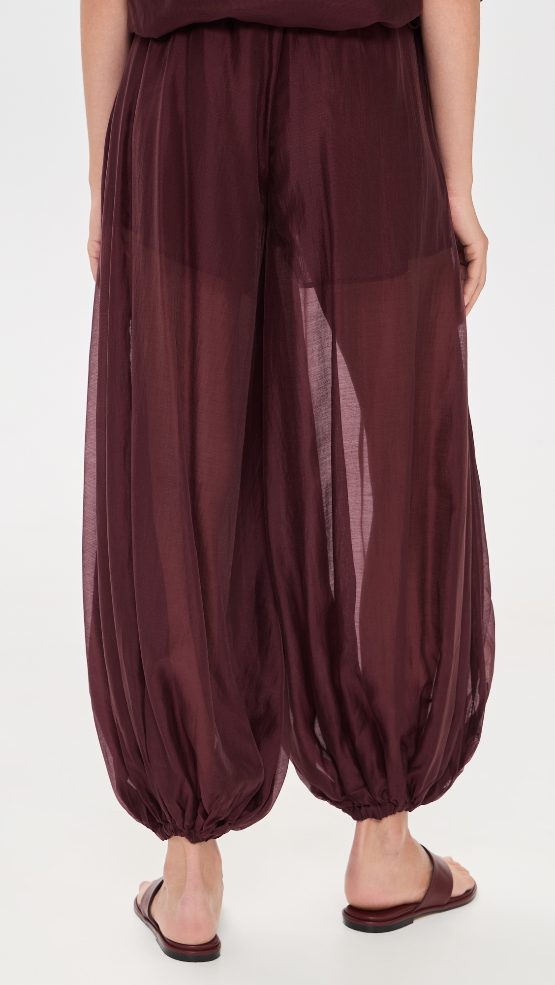 Elastic Waist Oversized Balloon Pants Sangria
