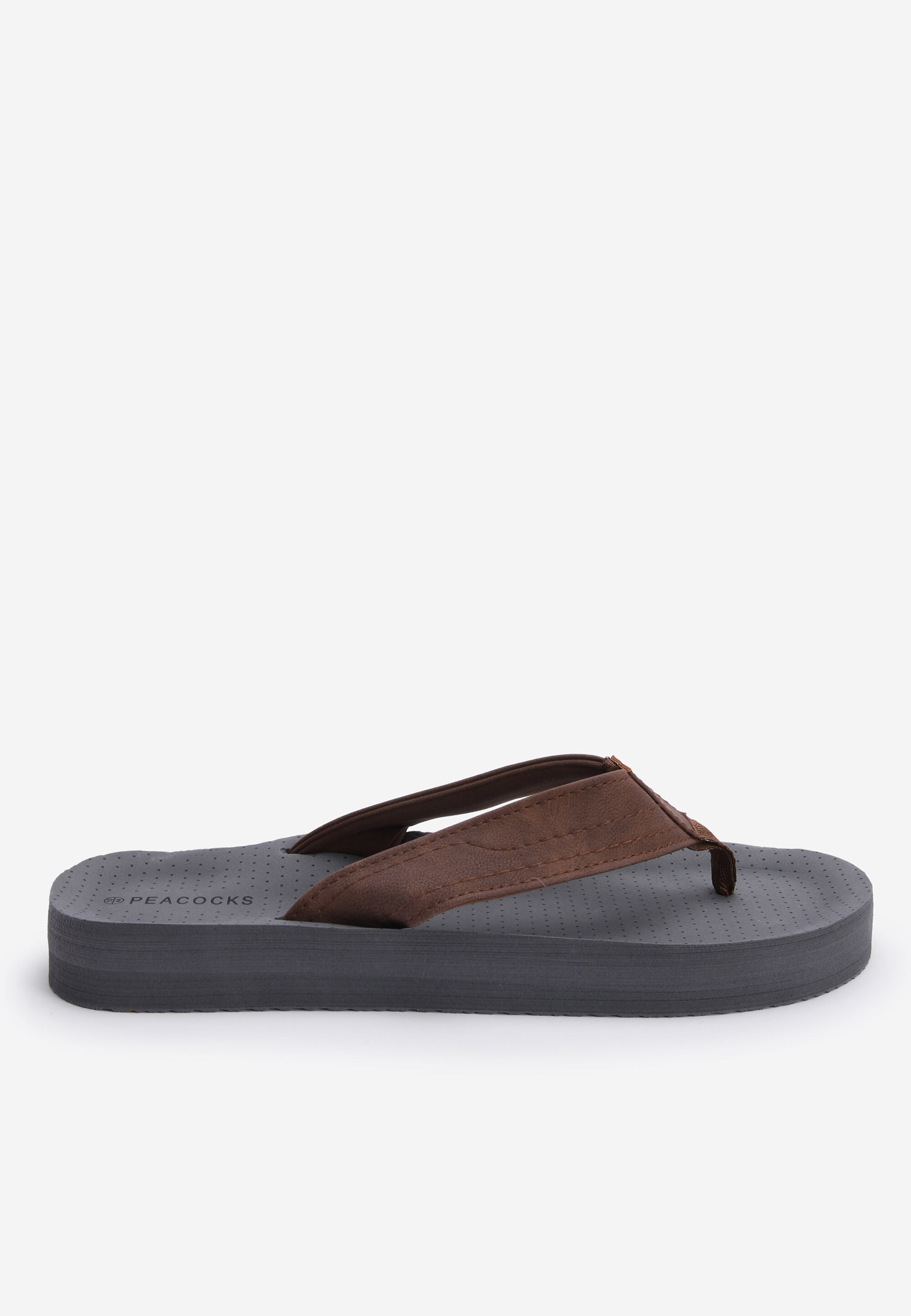 Mens Brown Plain Toepost Sandals