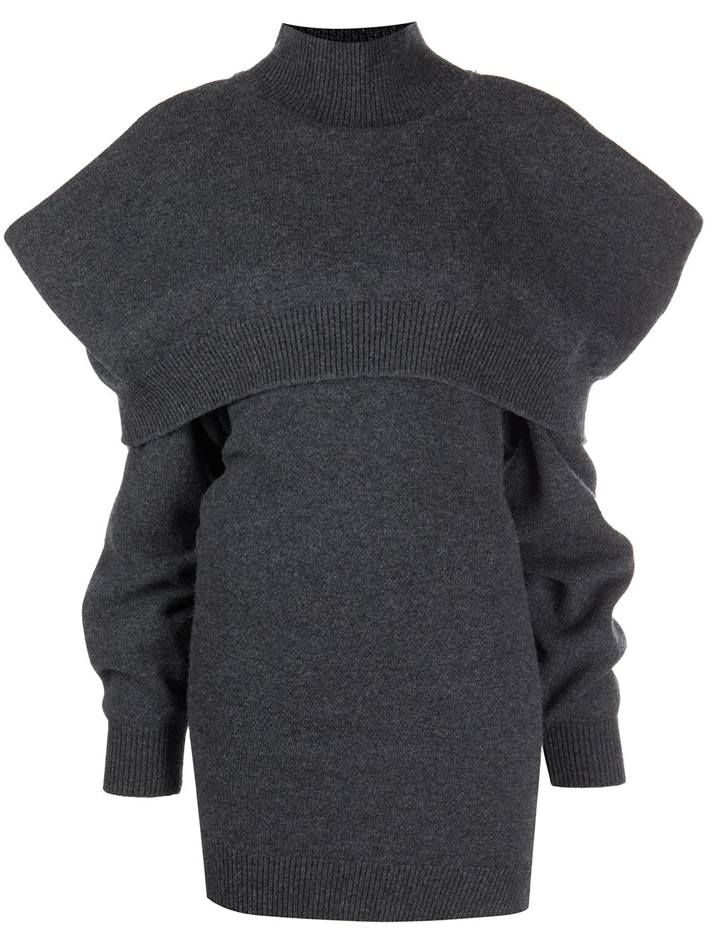 Knitted cold-shoulder mini dress - CHARCOAL
