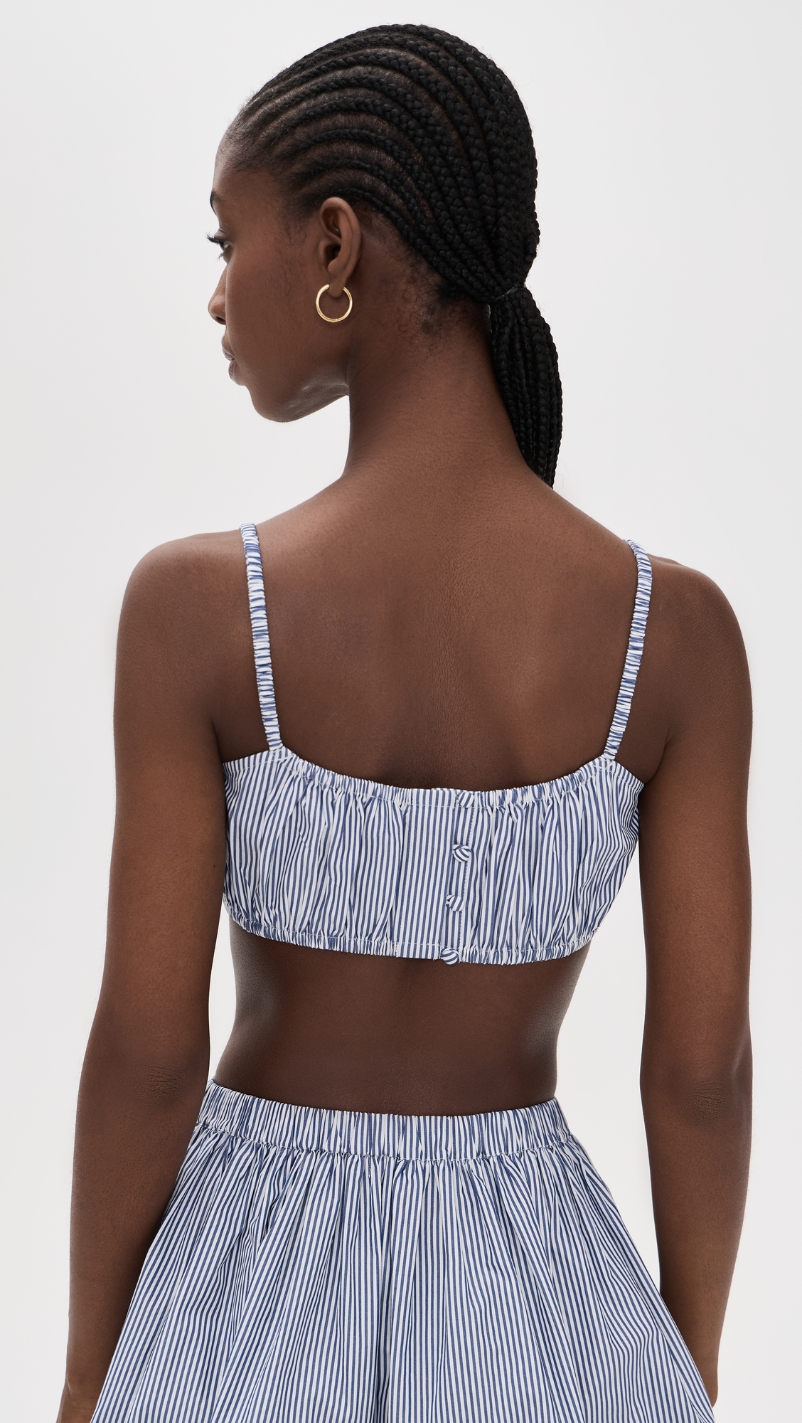 Bea Shirred Bra Top Navy Stripe