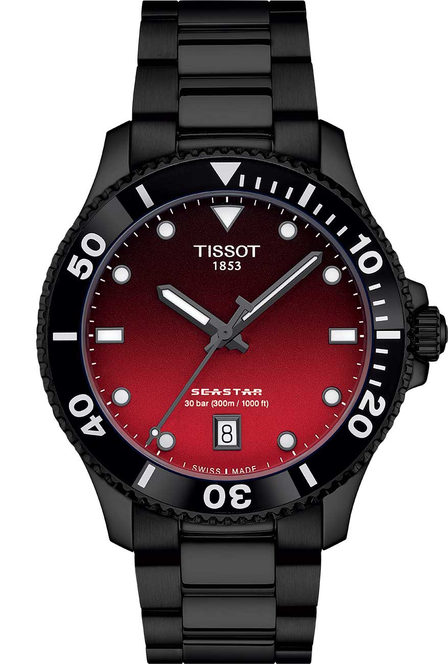 Seastar 1000 Quartz Watch 40mm with Graded Red-Black Dial