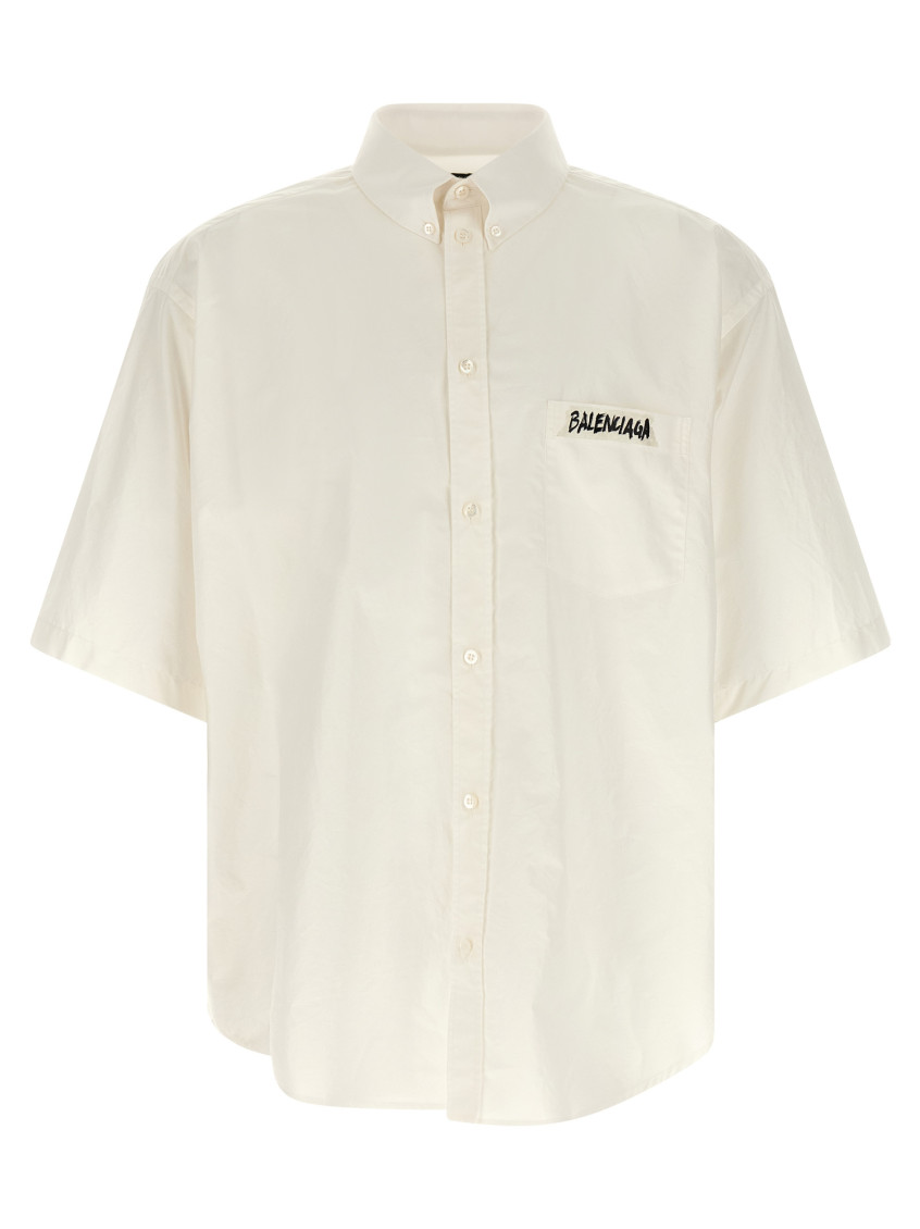 Balenciaga - short sleeve silk blend button down shirt