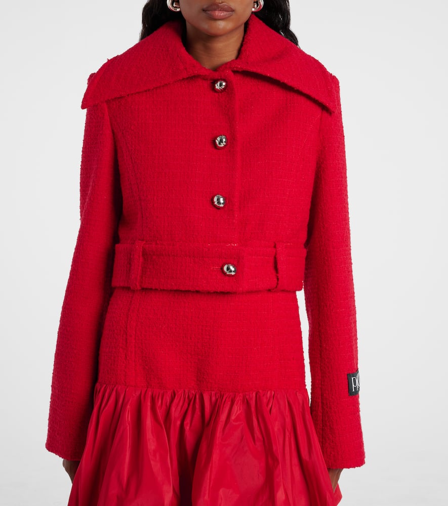 Cropped wool-blend tweed jacket