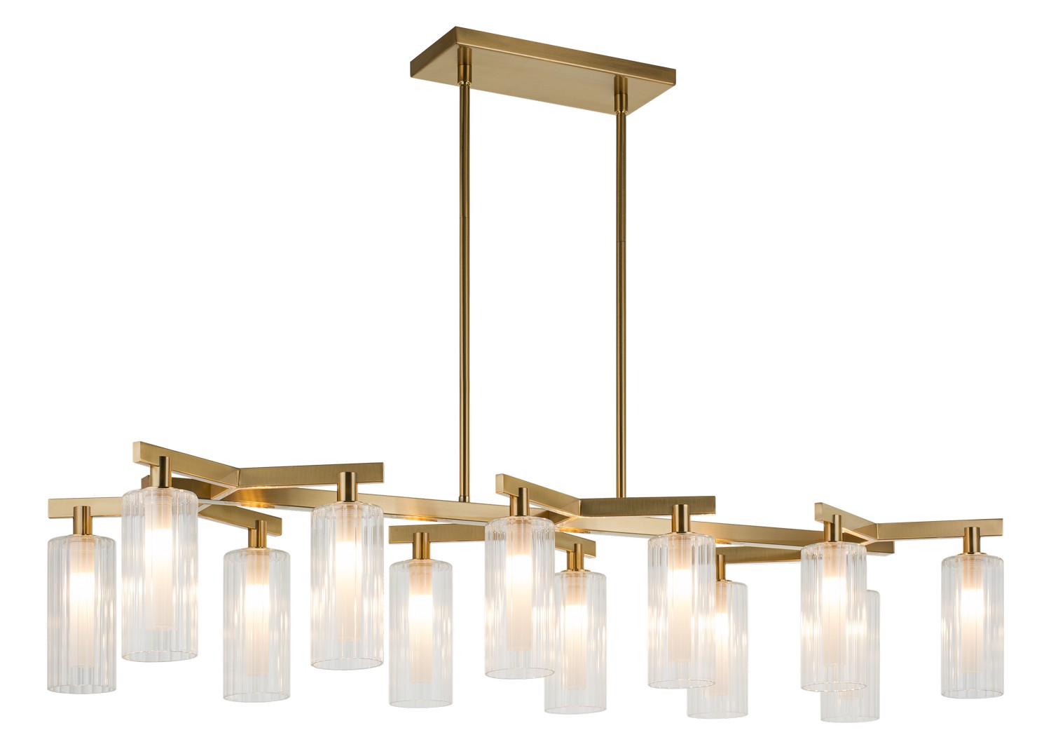 Aged Gold Brass 12 Light Chandelier from the Kristof Collection