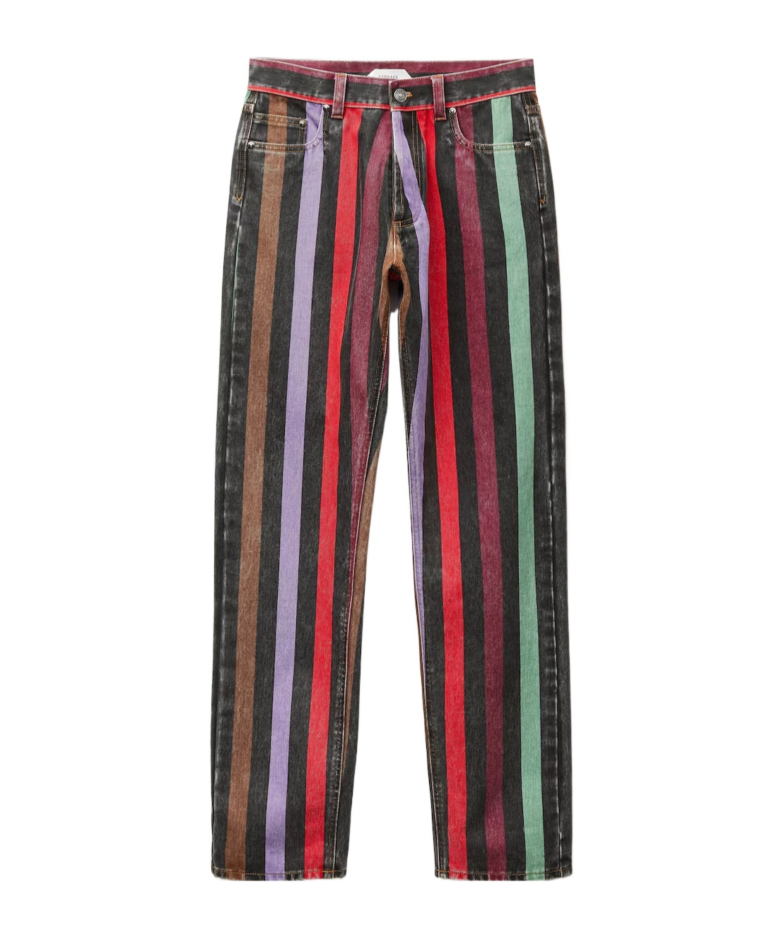 Striped straight jeans