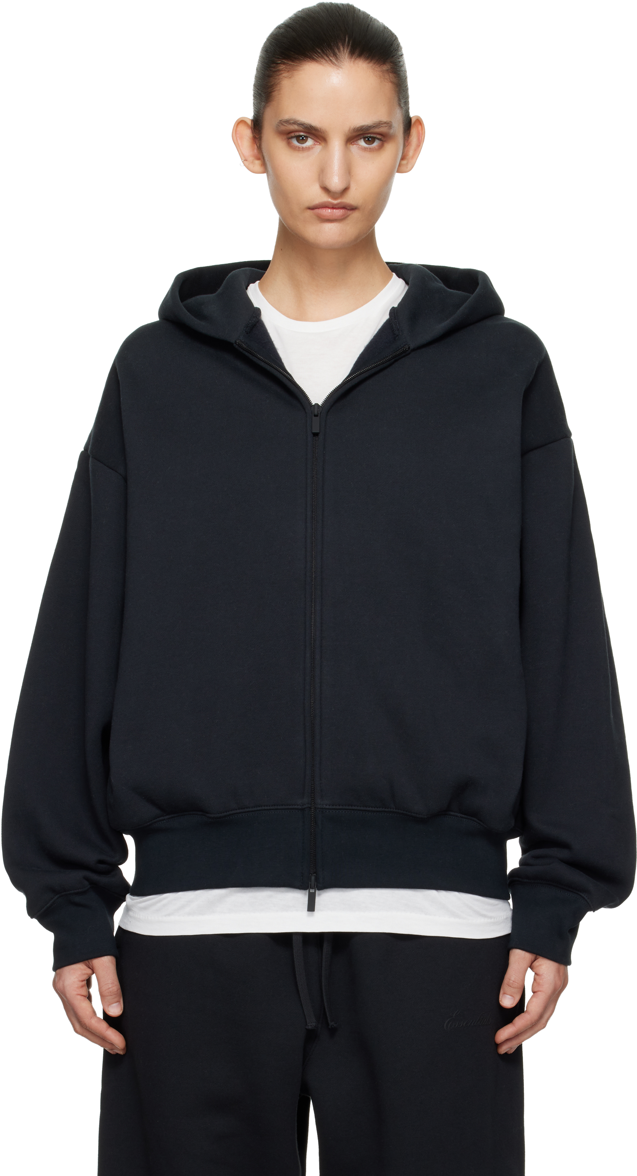 Black Classic Zip-Up Hoodie