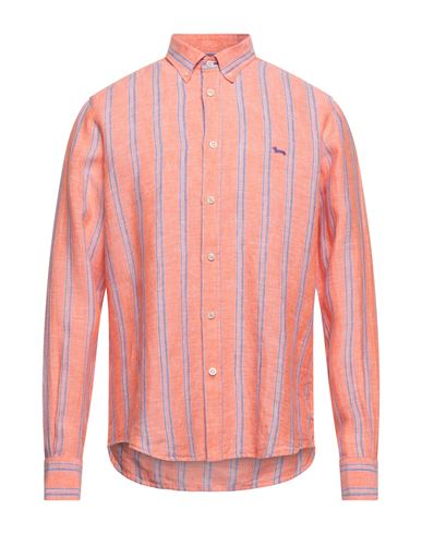 Man Shirt Orange Size S Linen